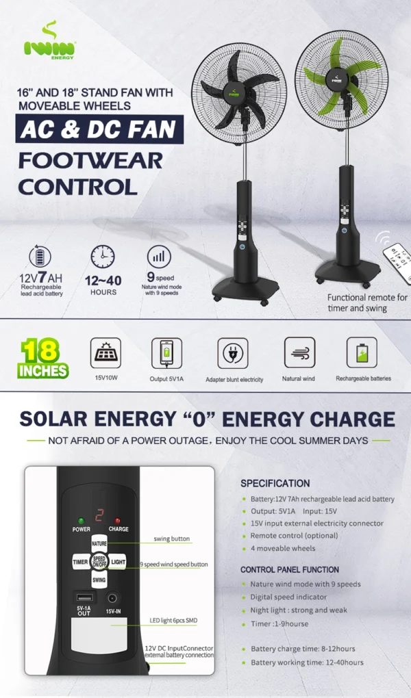 Iwin Rechargeable Solar Fan - Image 6